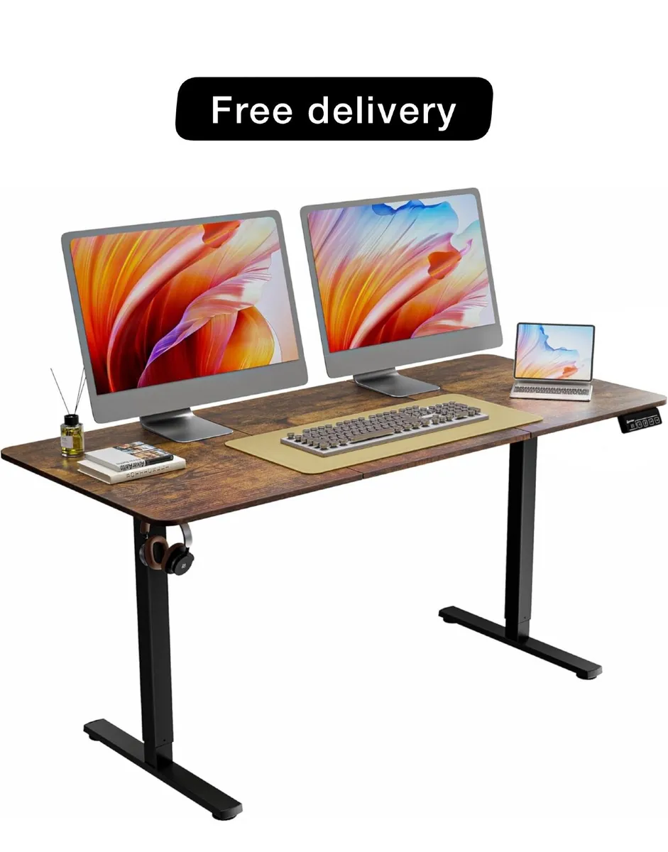 Electric Standing Desk 160x70cm brown - Image 1