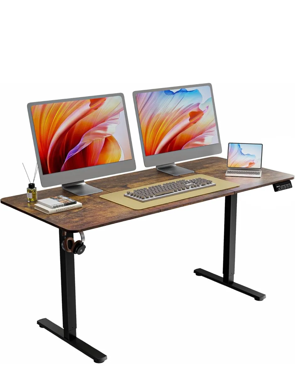 Electric Standing Desk 160x70cm brown - Image 3