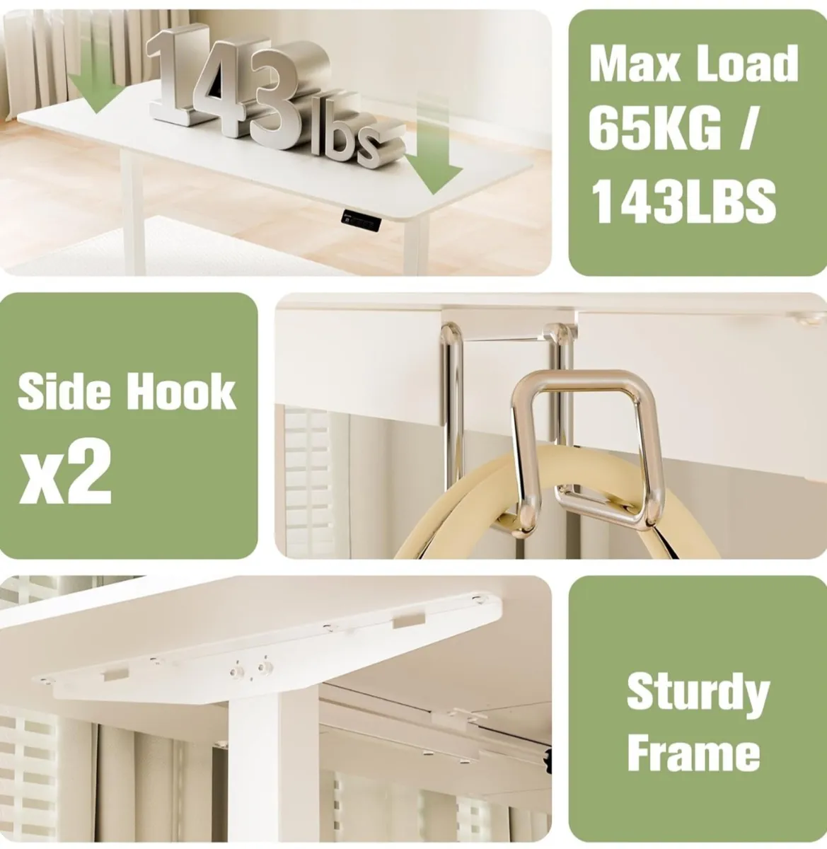 Electric Standing Desk 160x70cm white - Image 4