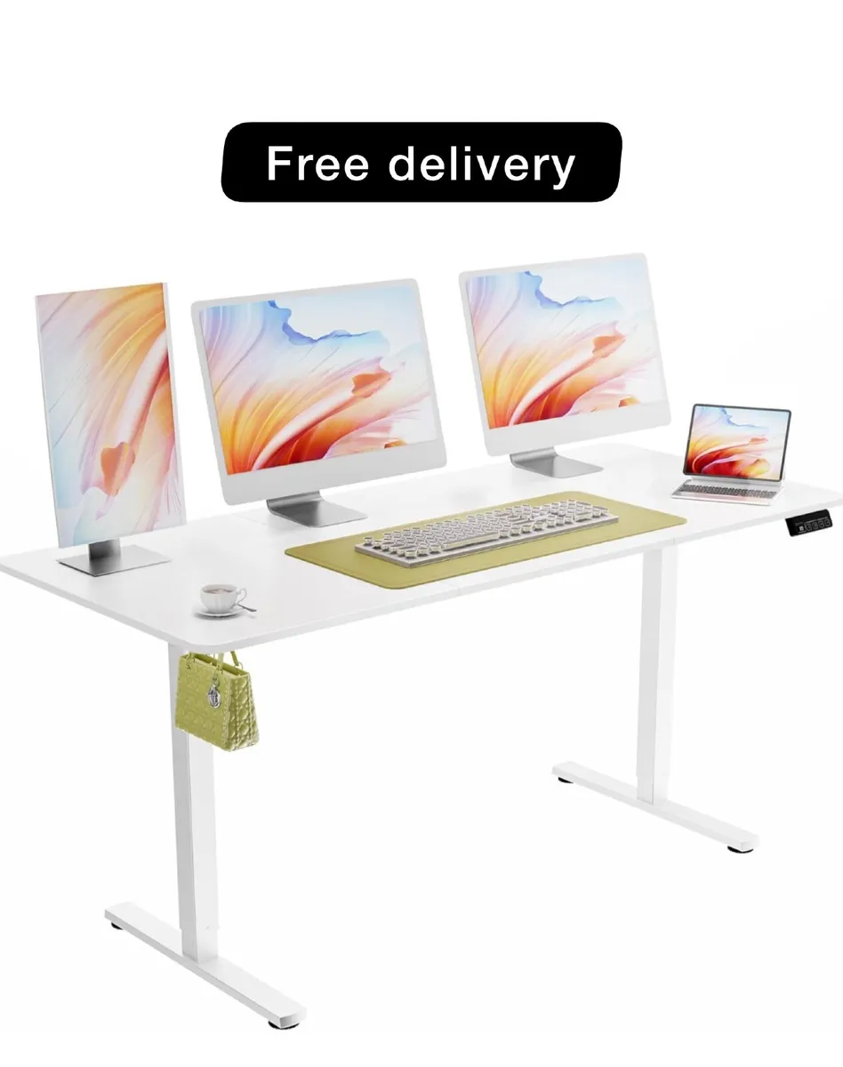 Electric Standing Desk 160x70cm white - Image 1