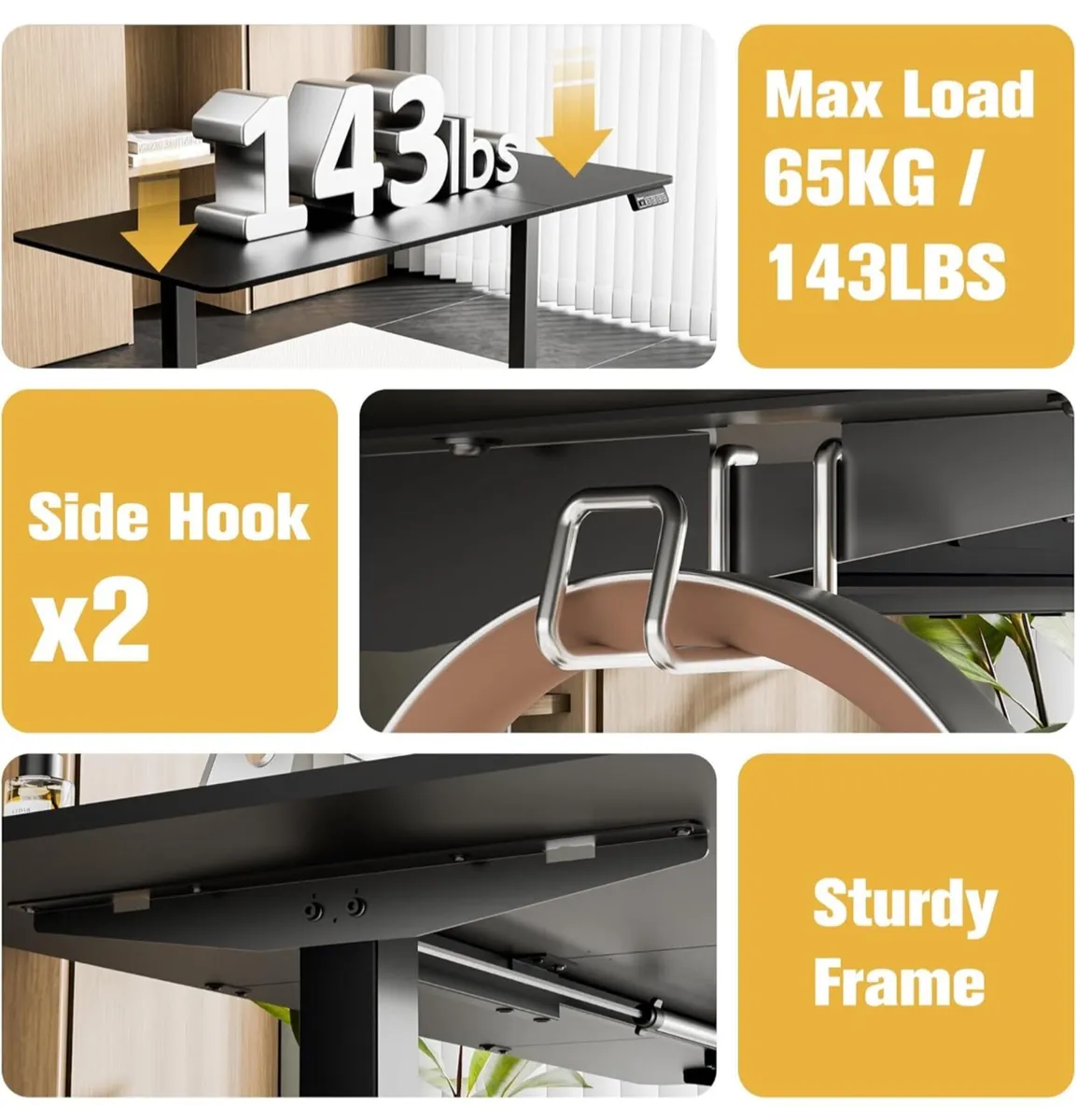 Electric Standing Desk 160x70cm, Height Adjustable - Image 2