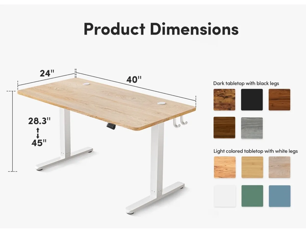 Height Adjustable Electric Standing Desk, 100 x 60 - Image 2