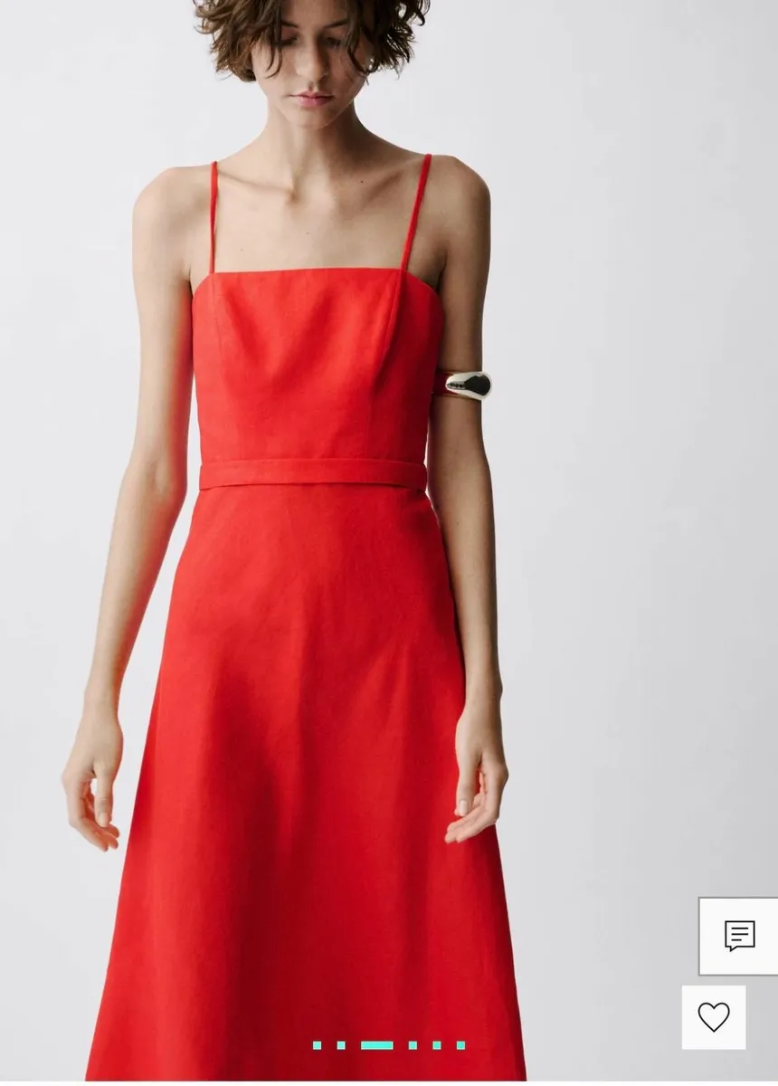 Mango Red Bow Linen Midi Dress(not worn, tags on) - Image 2