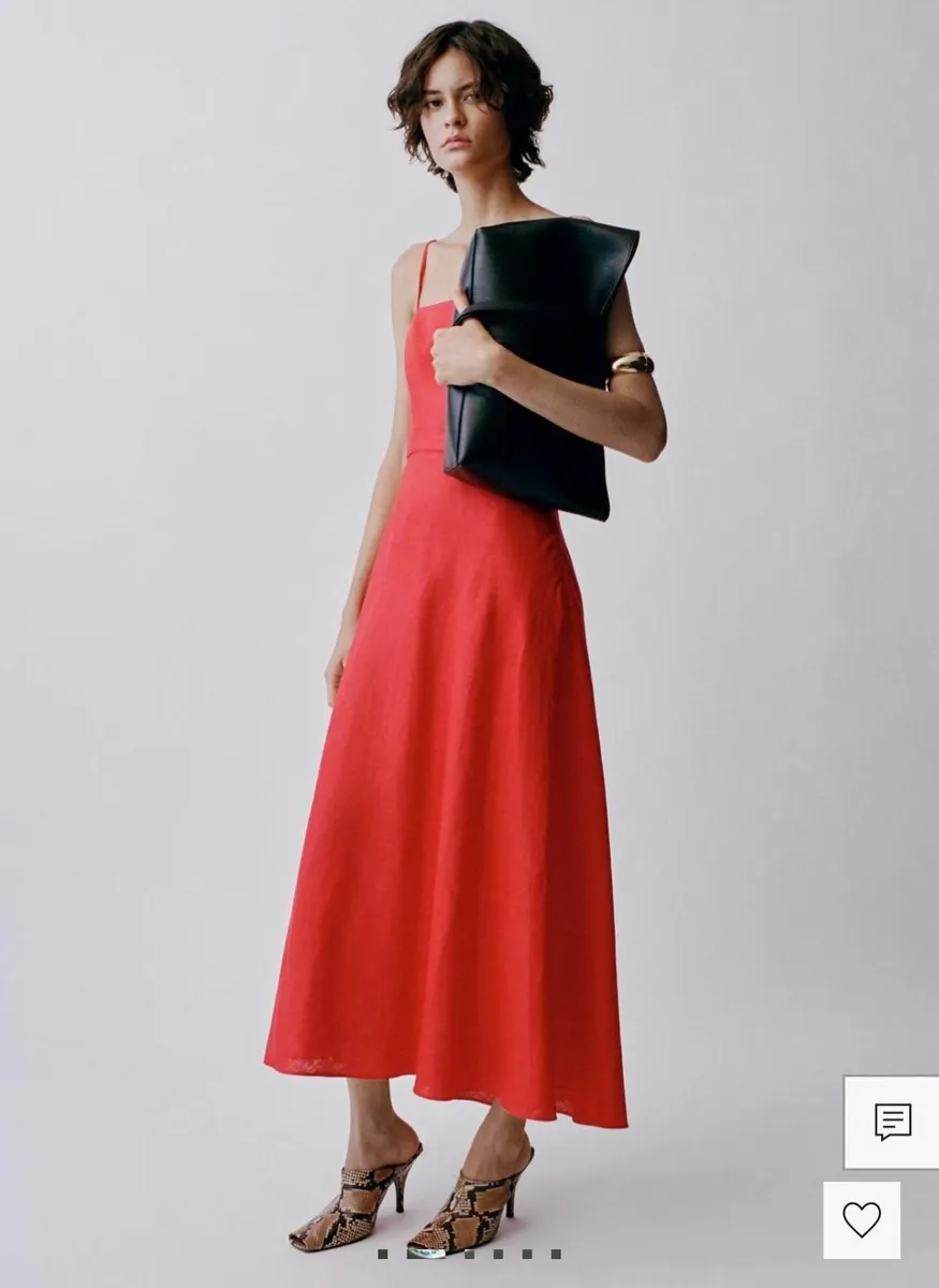 Mango Red Bow Linen Midi Dress(not worn, tags on) - Image 3