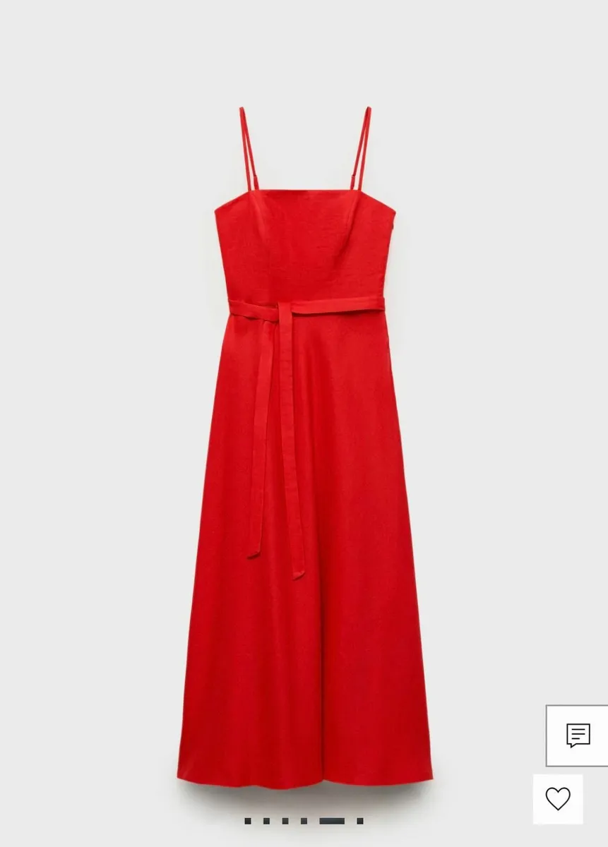 Mango Red Bow Linen Midi Dress(not worn, tags on) - Image 1