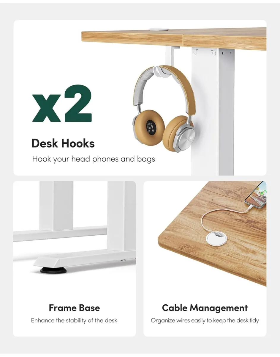 Electric Height Adjustable Standing Desk, 60x100cm - Image 2