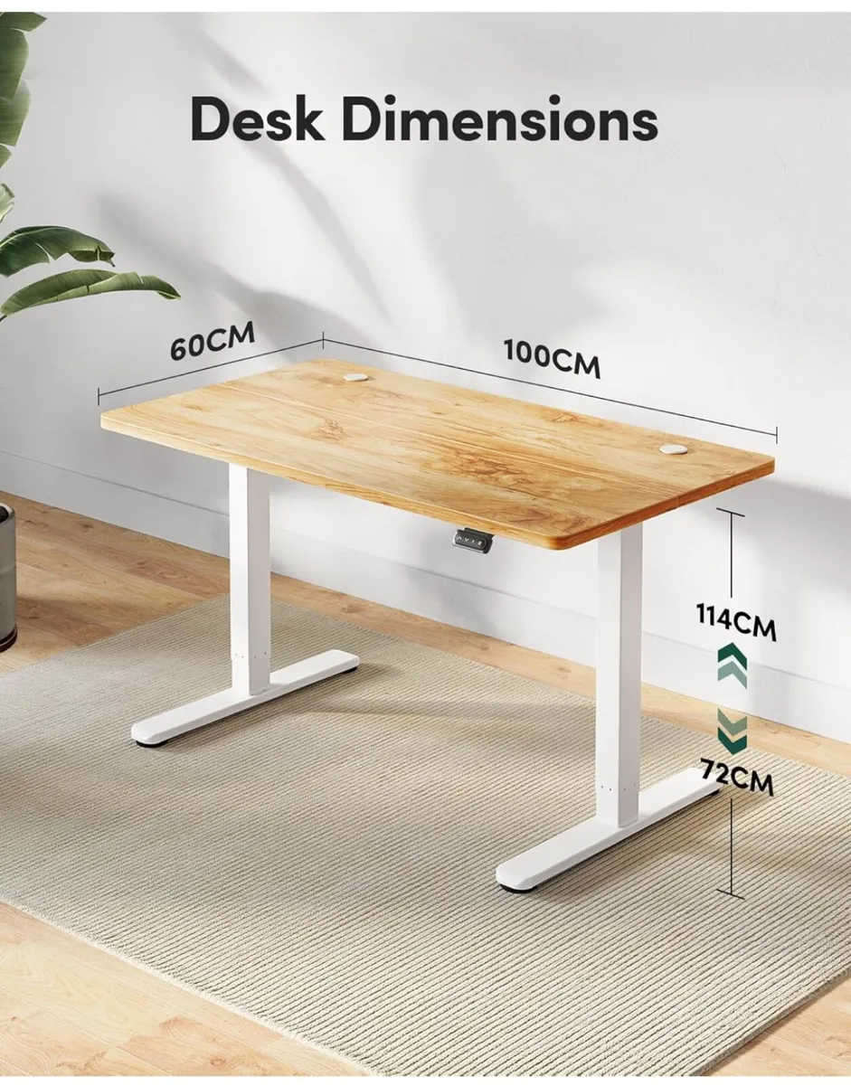 Electric Height Adjustable Standing Desk, 60x100cm - Image 2