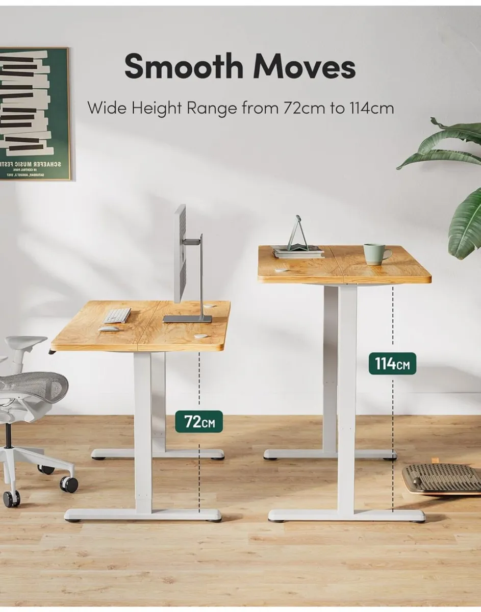 Electric Height Adjustable Standing Desk, 60x100cm - Image 3