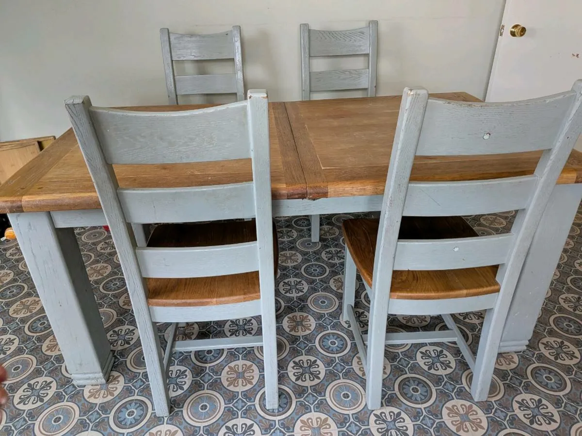 Dining table, 4 chairs and bench