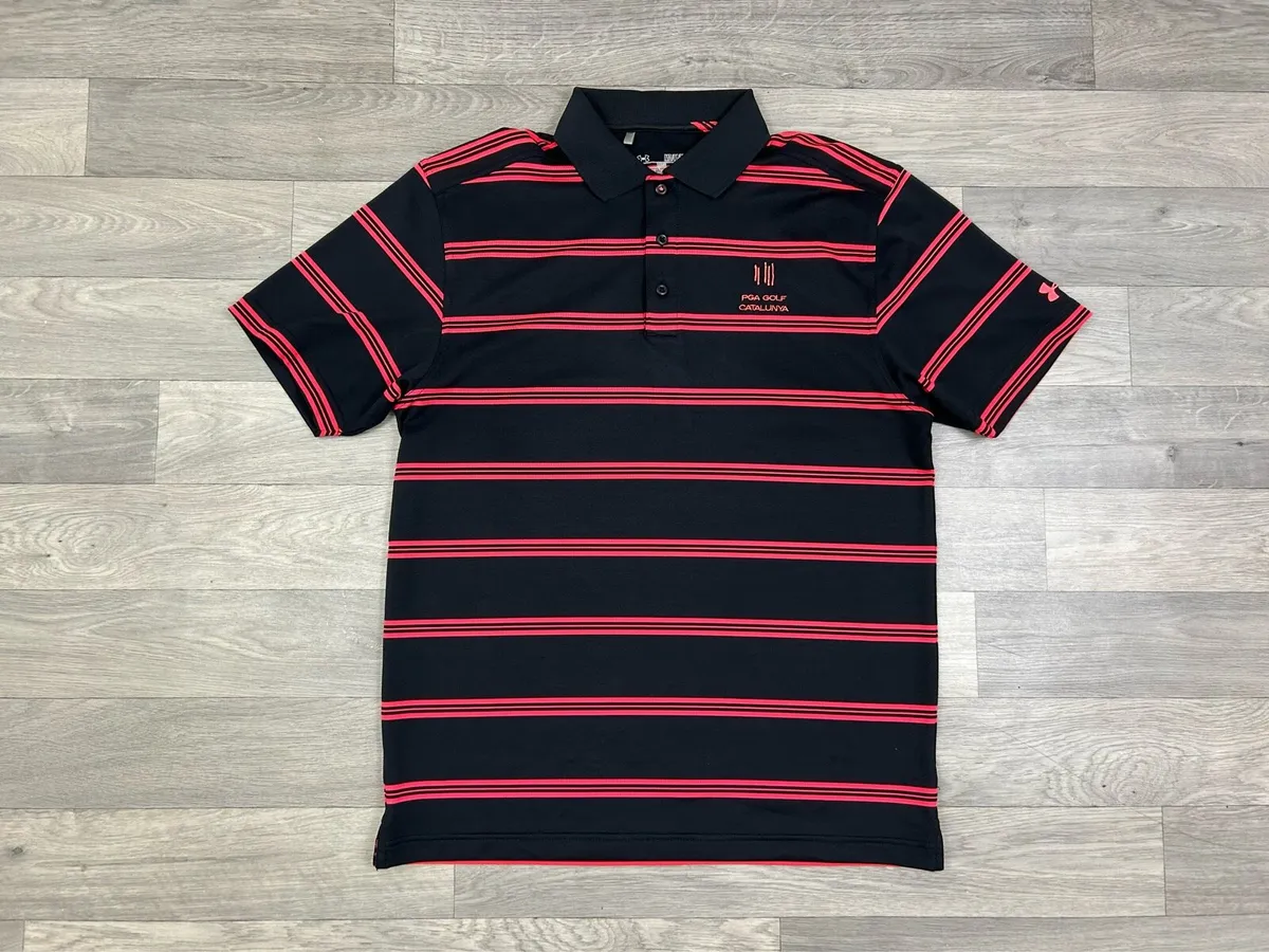 Under Armour Striped Golf Polo Shirt Mens Medium - Image 1