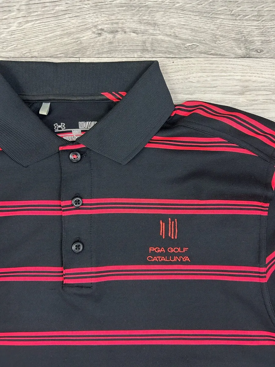 Under Armour Striped Golf Polo Shirt Mens Medium - Image 4