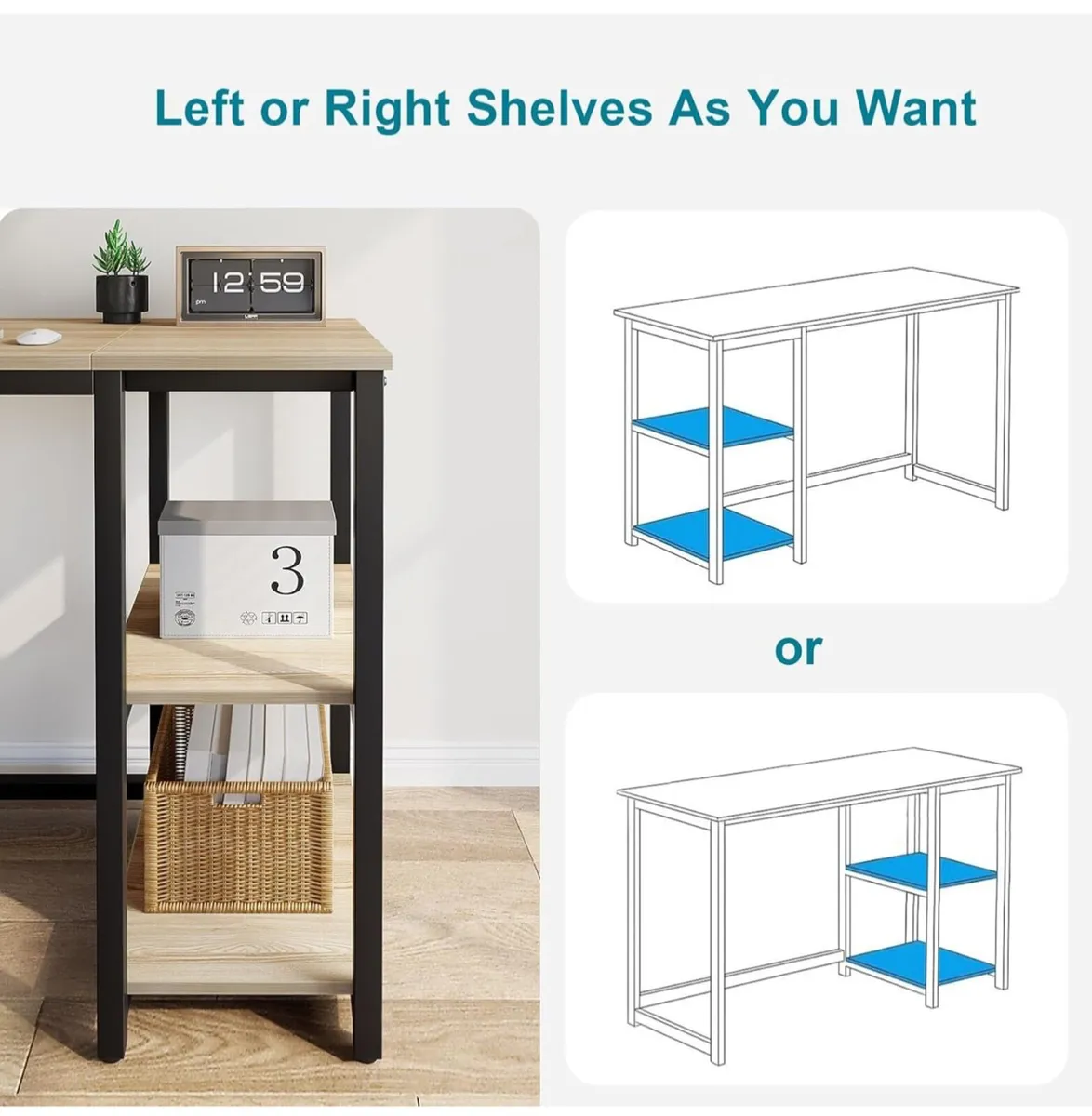 Computer Desk 120cm with 2 Tier Shelves - Image 2