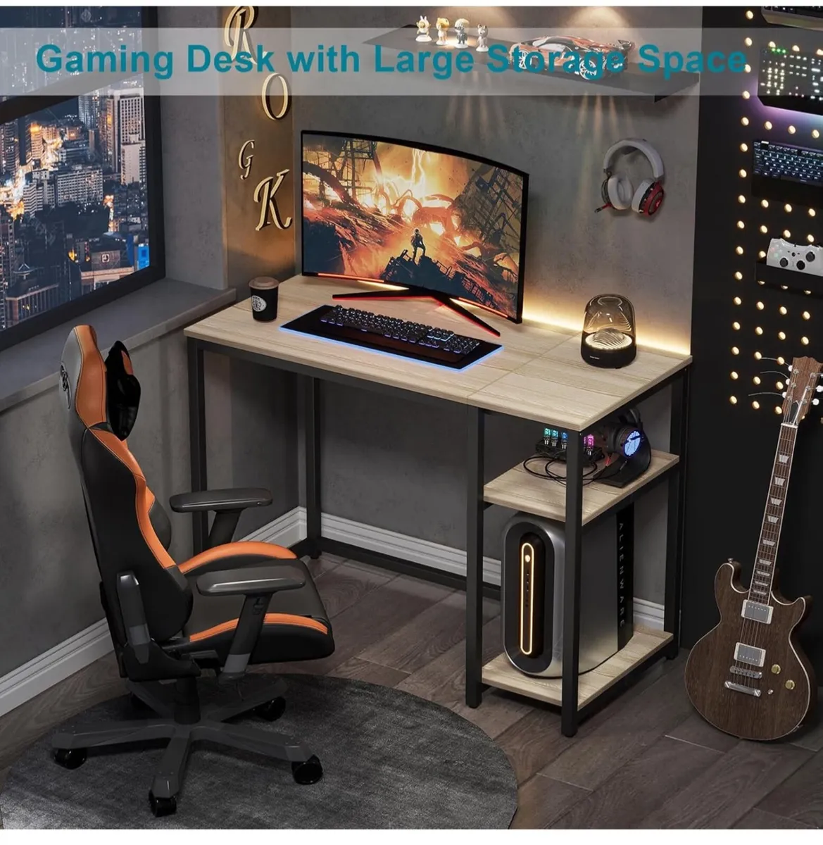 Computer Desk 120cm with 2 Tier Shelves - Image 3