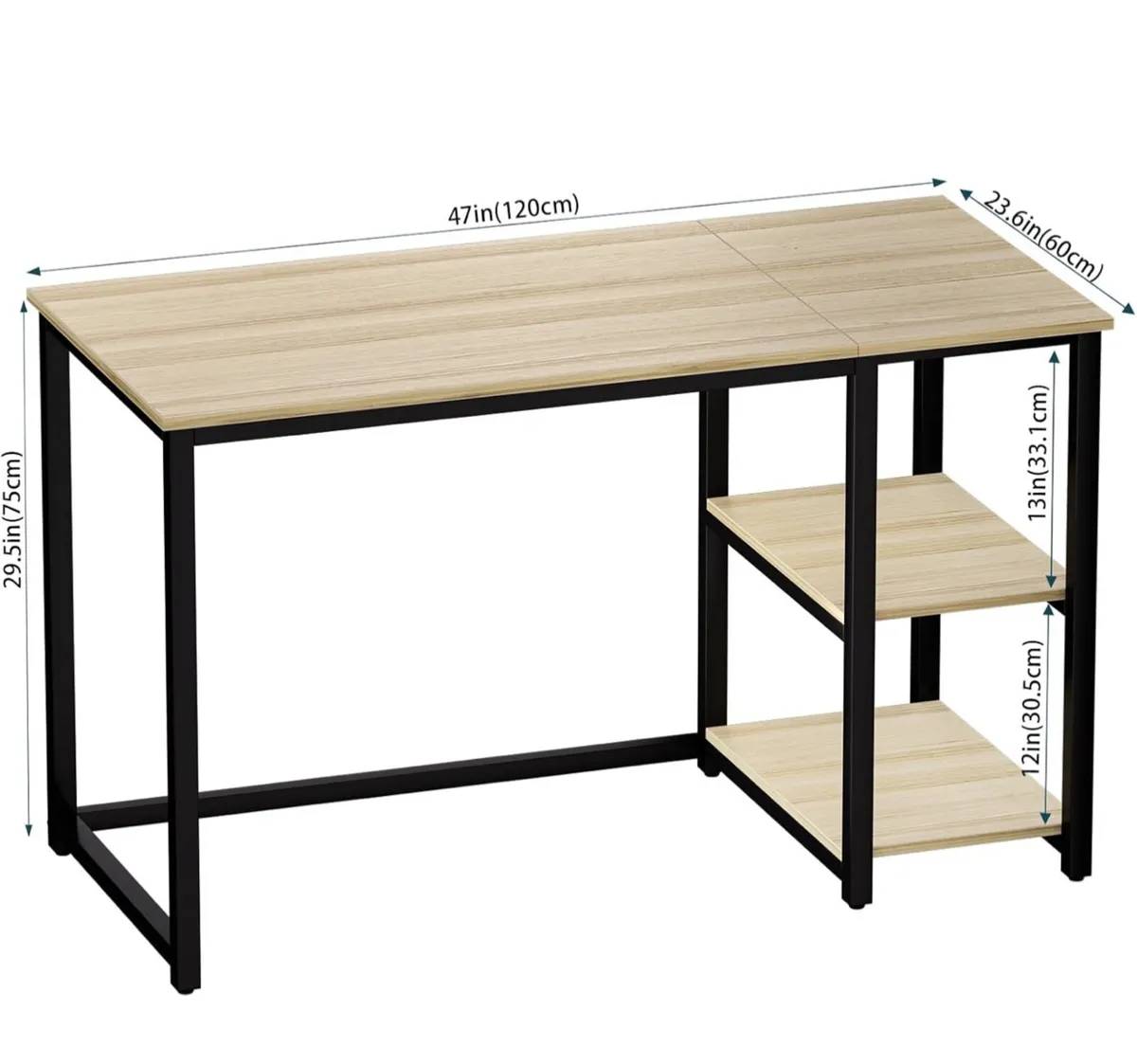 Computer Desk 120cm with 2 Tier Shelves - Image 4