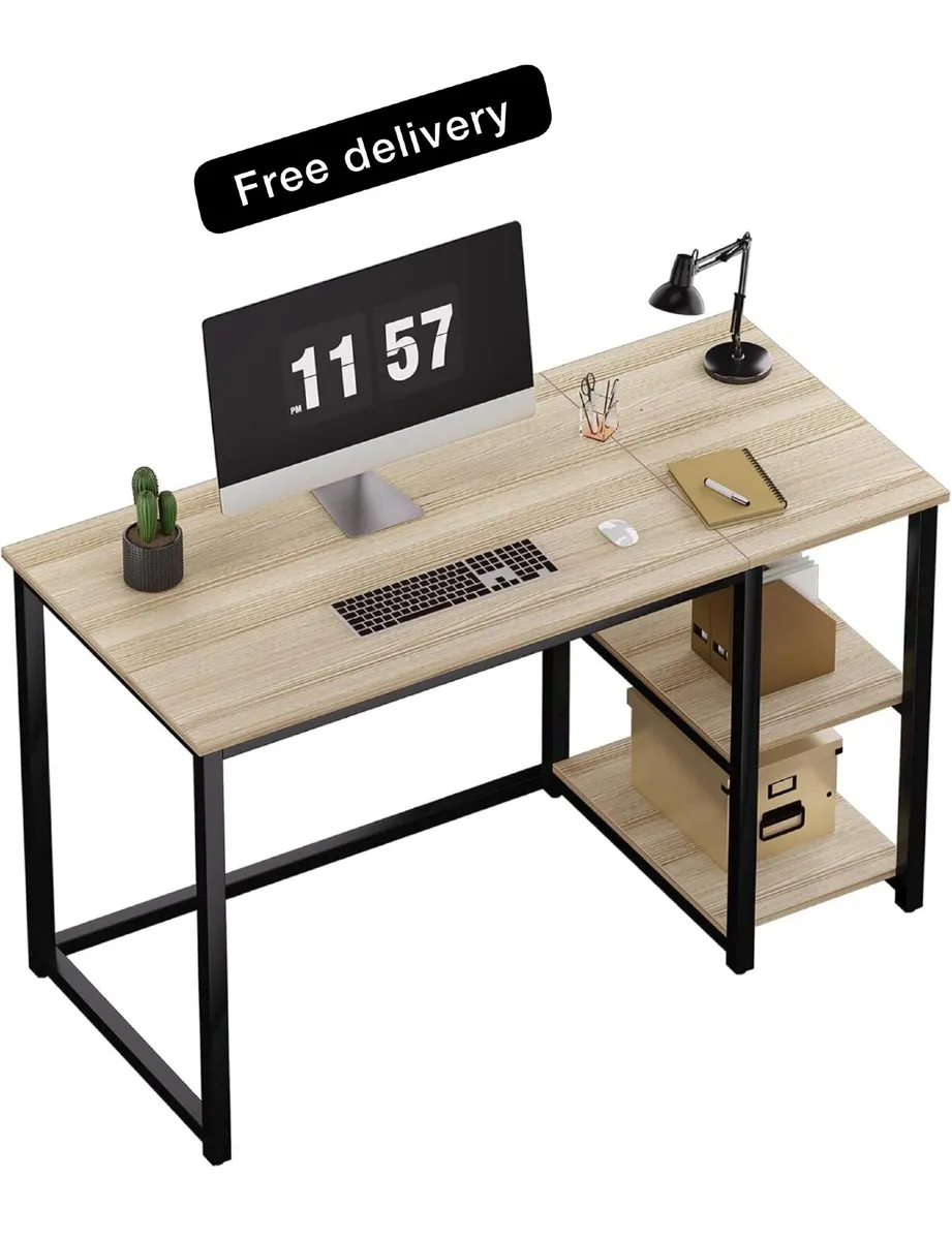 Computer Desk 120cm with 2 Tier Shelves - Image 1