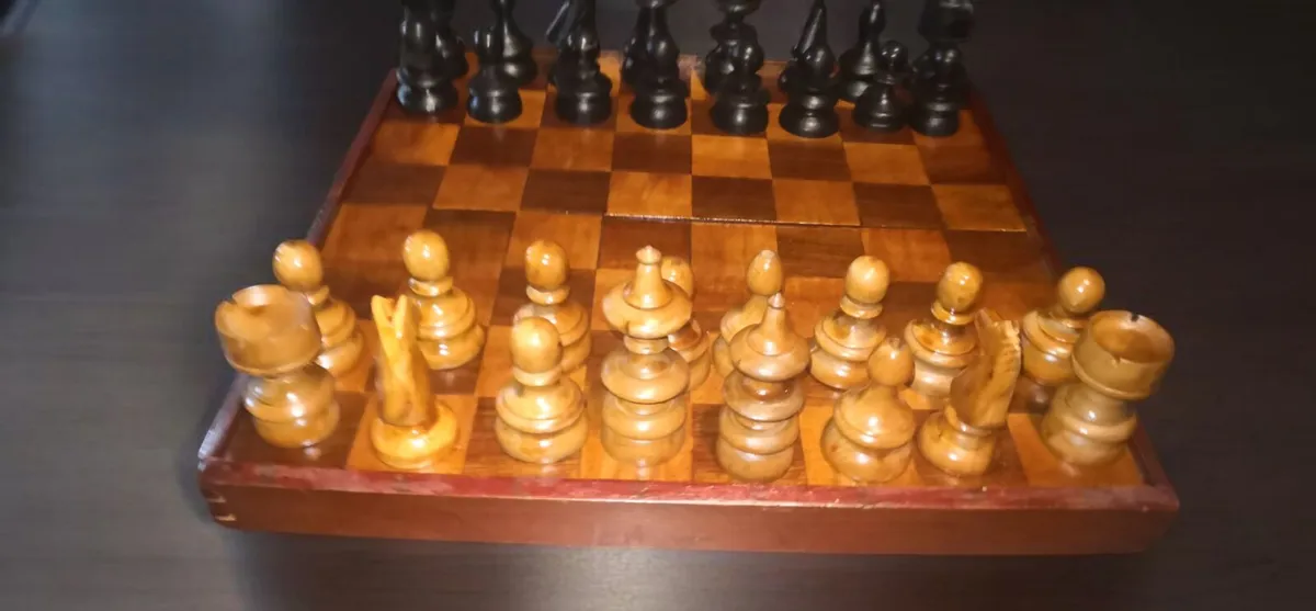 Antique large wooden chess set - Image 2