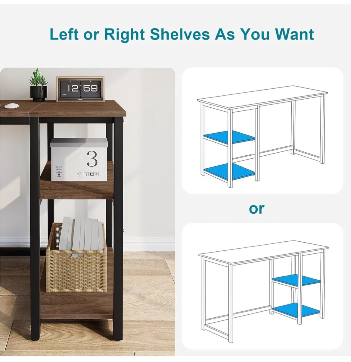 Small Computer Desk 100cm with 2Tier Shelves - Image 2