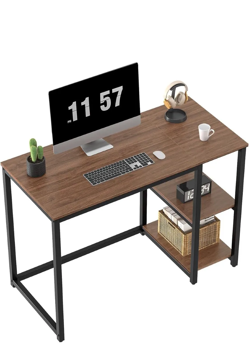 Small Computer Desk 100cm with 2Tier Shelves - Image 4