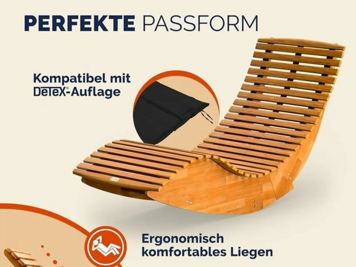 2 x Sun Lounger with Cushion for 2 People,oad Capa - Image 2