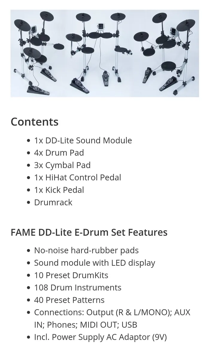 Complete 7 piece Electronic drum kit - Image 4