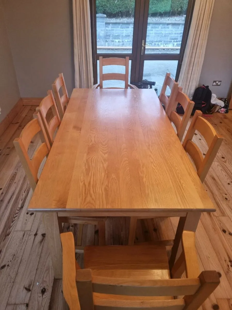 Solid Pine dining table and 8 chairs - Image 1