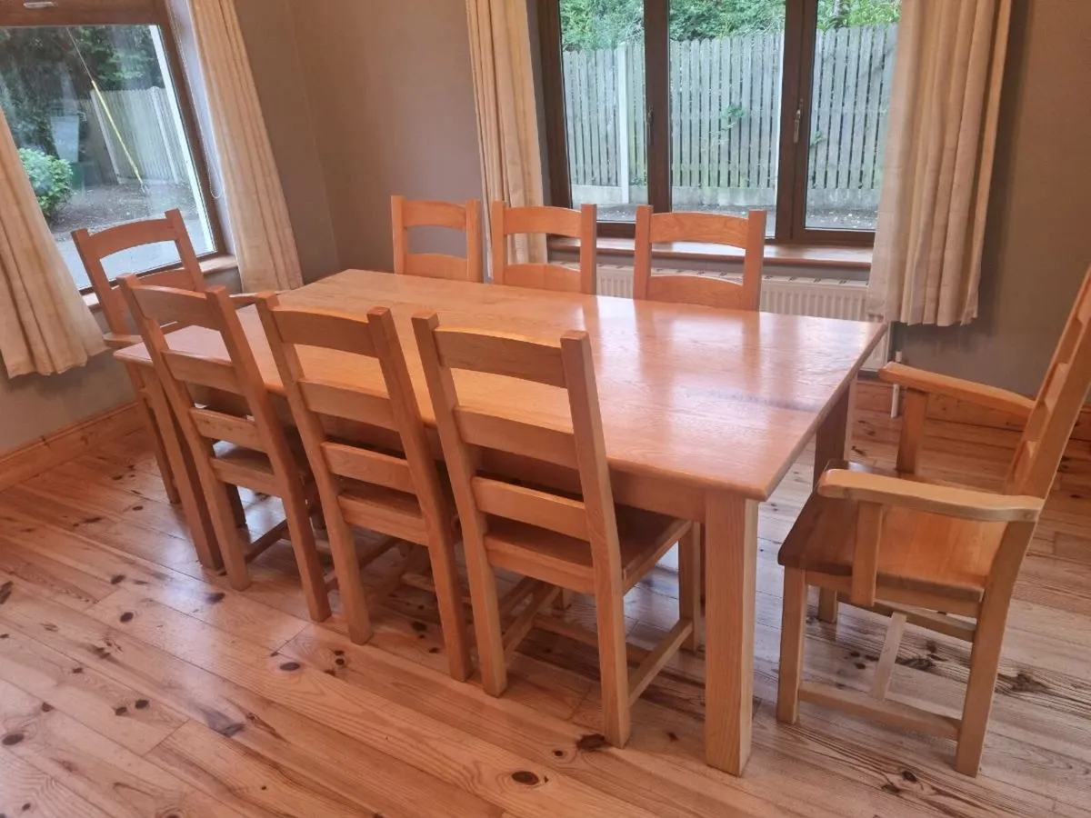 Solid Pine dining table and 8 chairs - Image 3