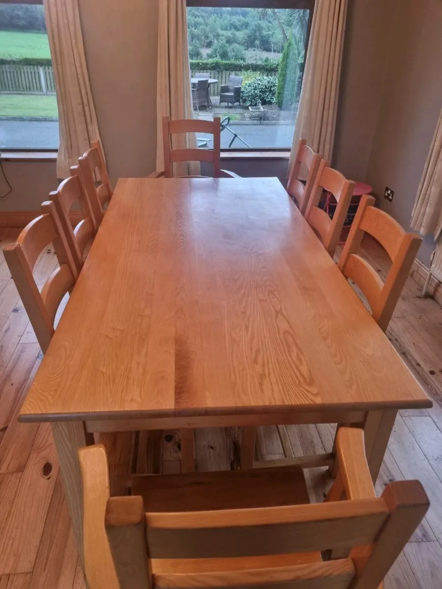 Solid Pine dining table and 8 chairs - Image 4