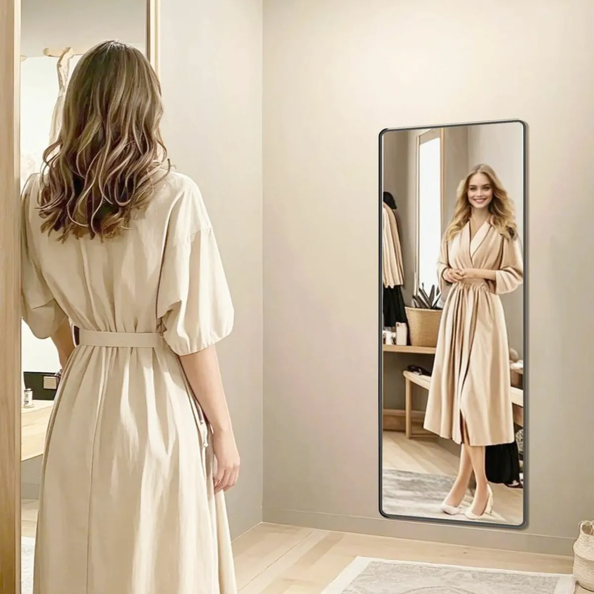 Full-Length Mirror 160 x 50 cm Ink Black Tempered - Image 1