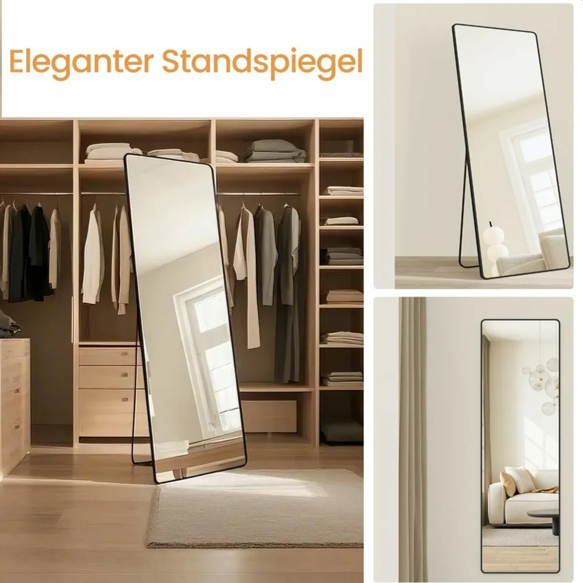 Full-Length Mirror 160 x 50 cm Ink Black Tempered - Image 2