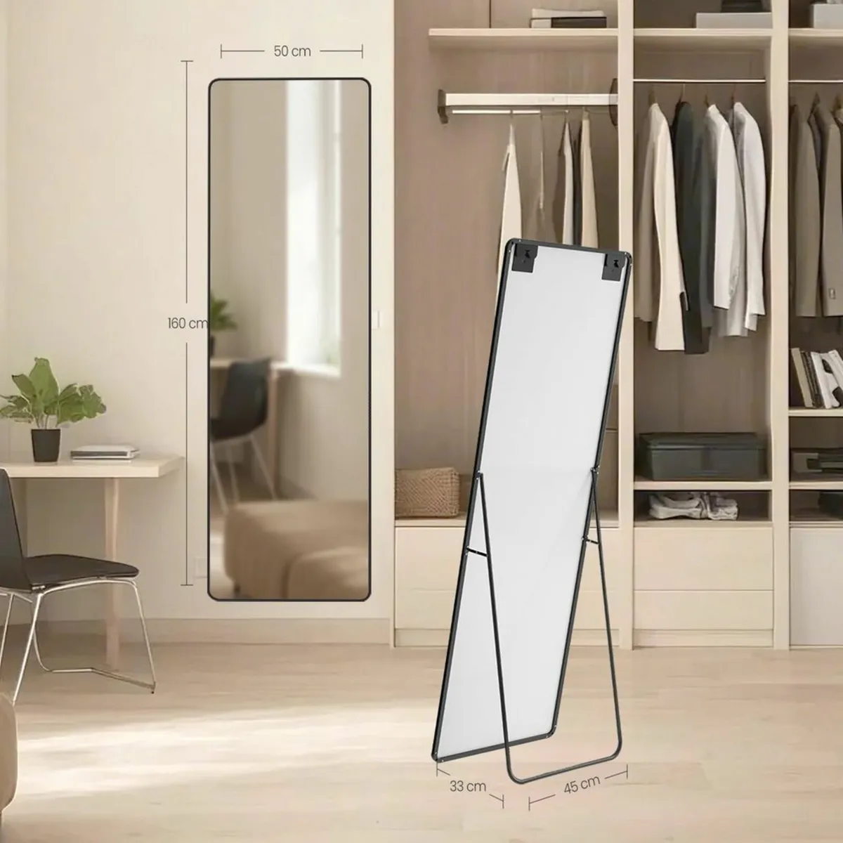 Full-Length Mirror 160 x 50 cm Ink Black Tempered - Image 3