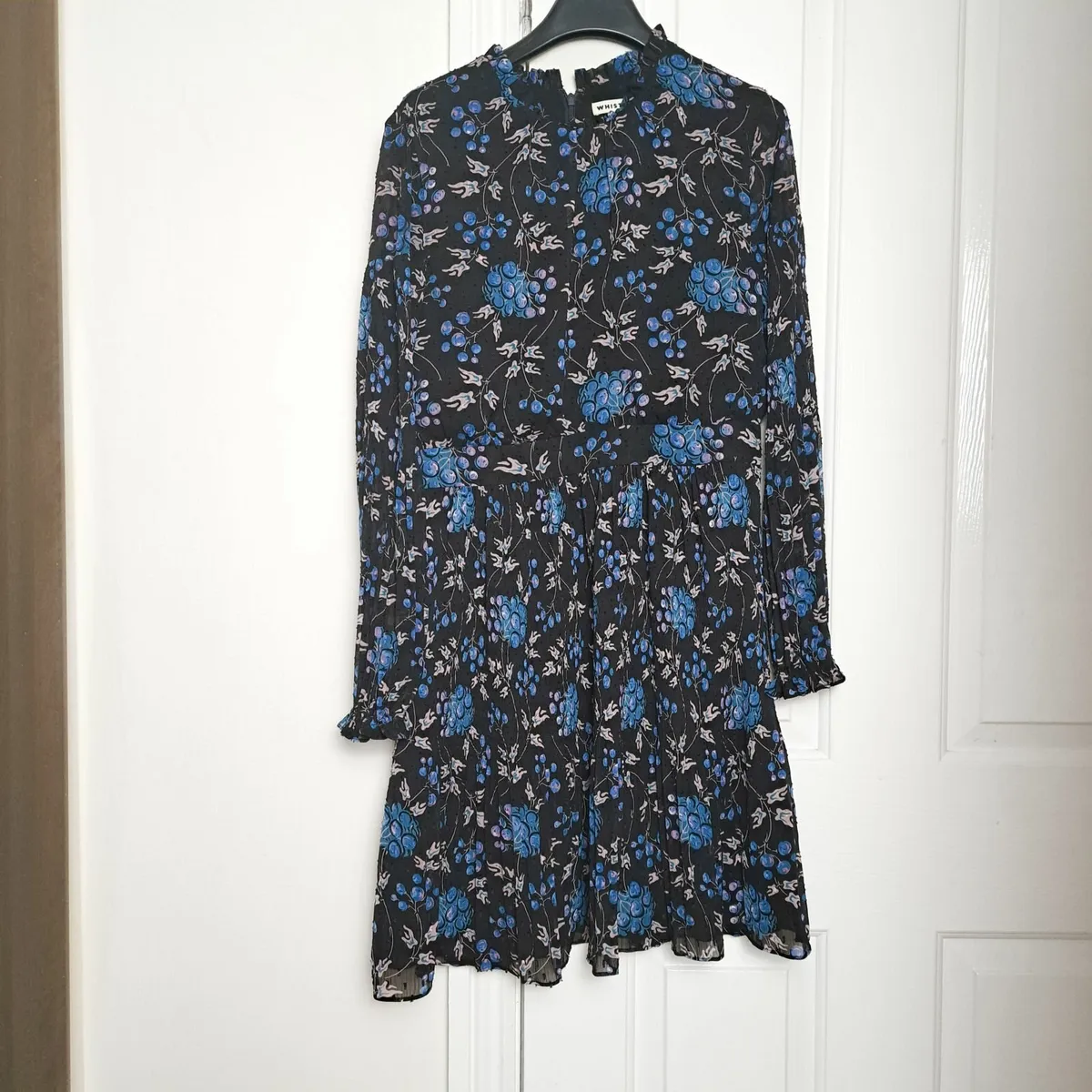 Whistles Black Blue Elderberry Dobby Dress 10UK - Image 1