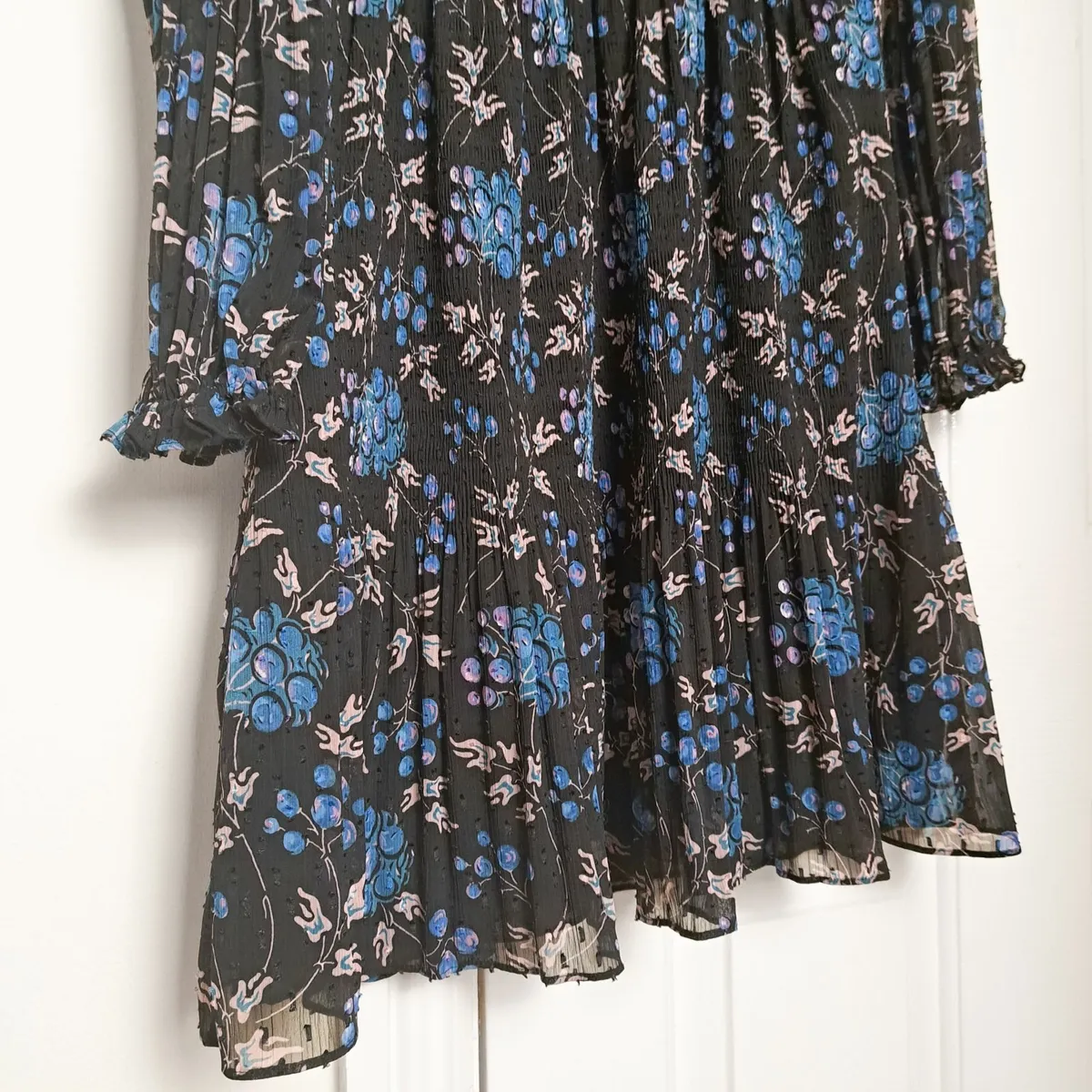 Whistles Black Blue Elderberry Dobby Dress 10UK - Image 2