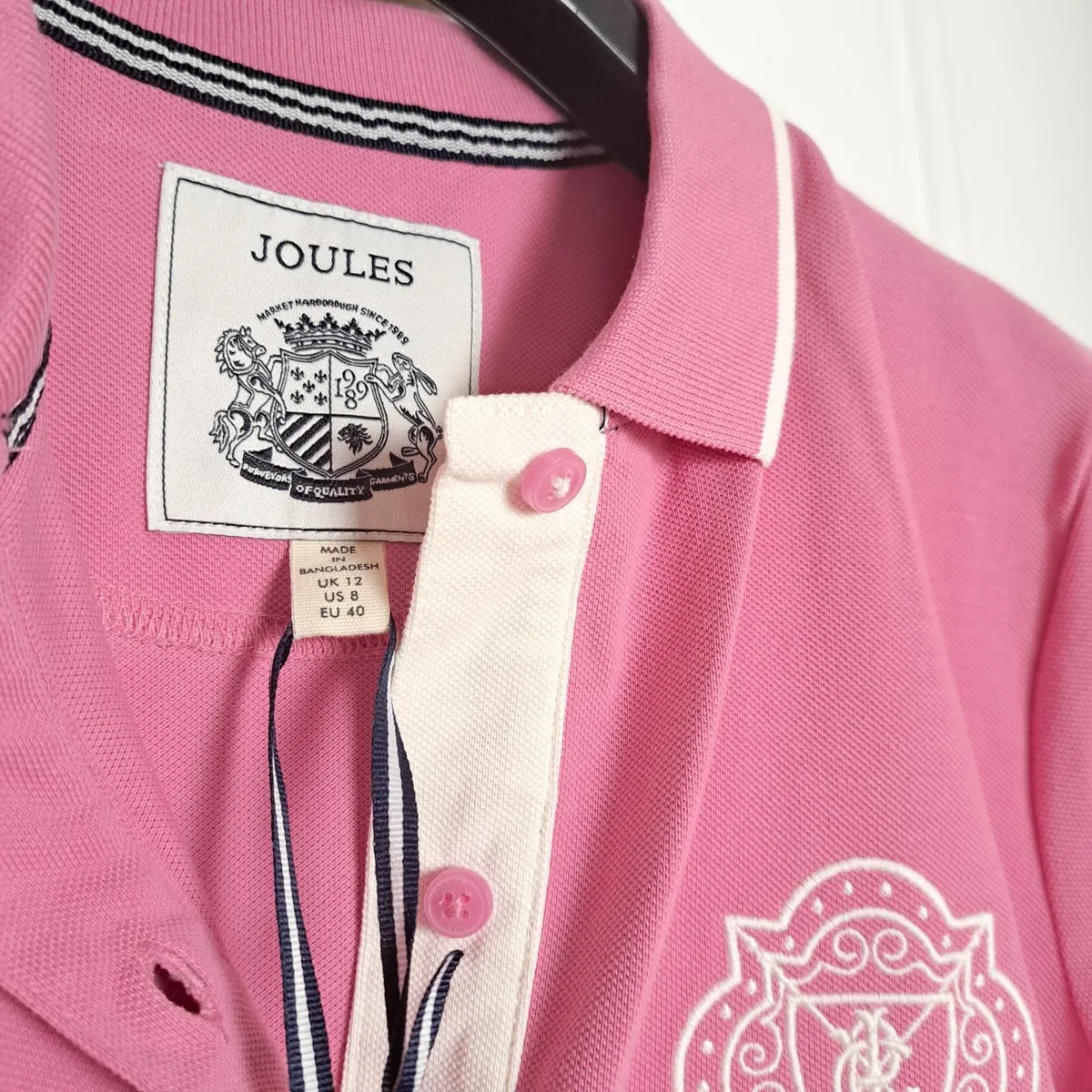 Joules Pink Polo Shirt Embroidered Logo 12UK/40EU - Image 4