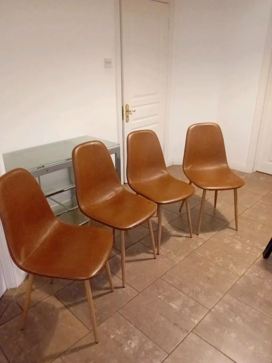 4 JYSK Faux leather dining chairs - Image 1