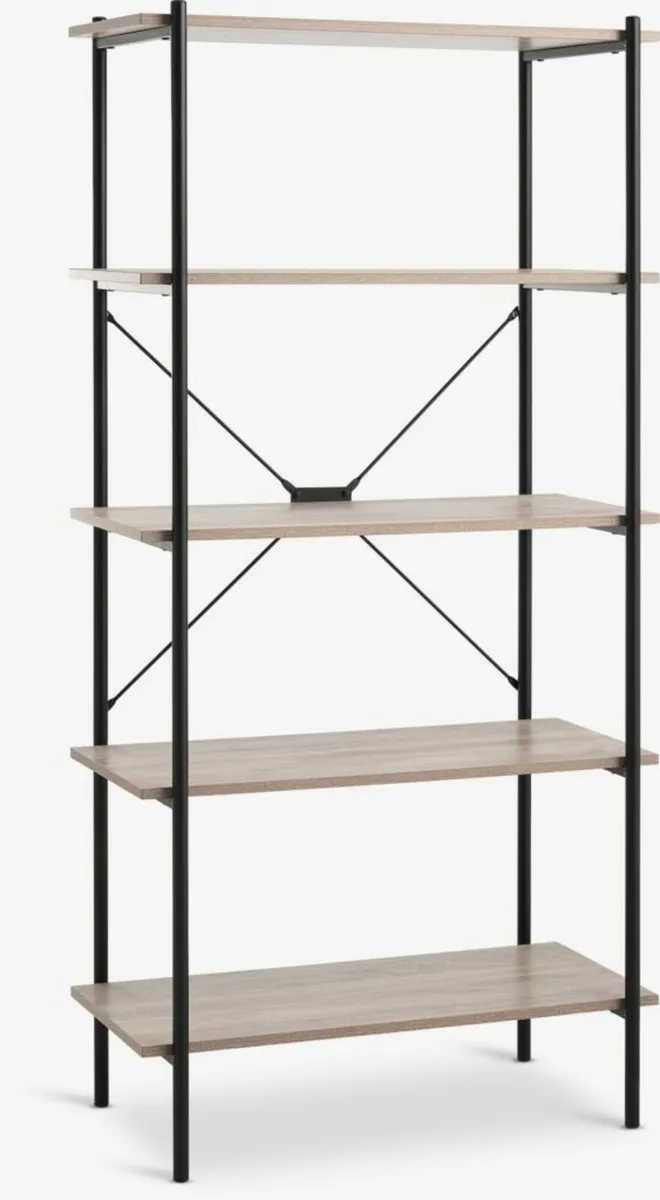 SHELVING UNIT 5 shelves light oak colour/black