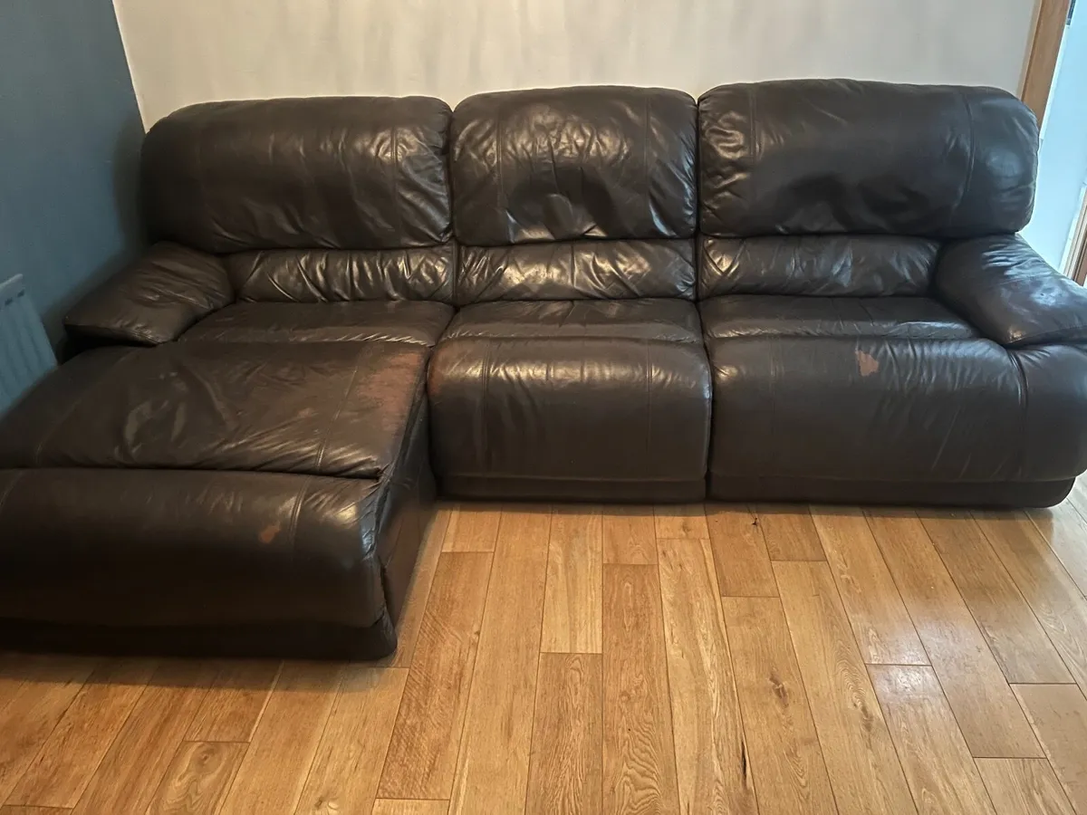 2 chocolate brown leather couches - Image 2