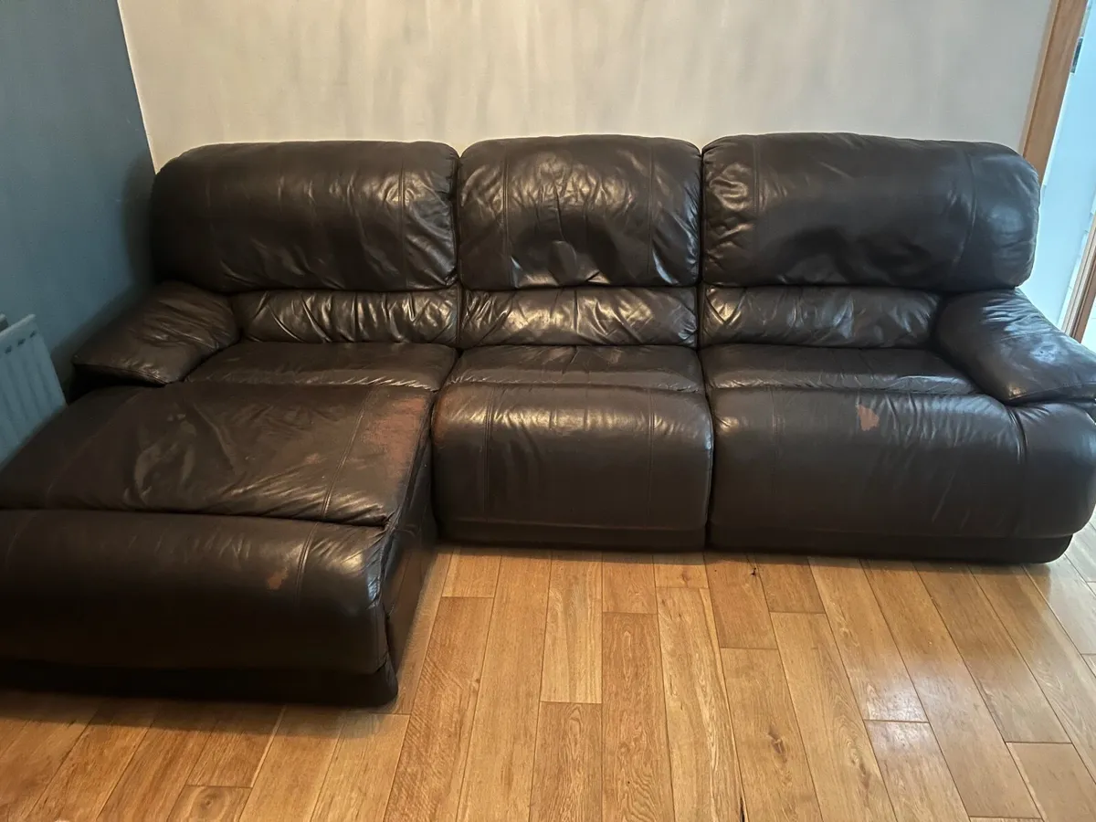2 chocolate brown leather couches - Image 3