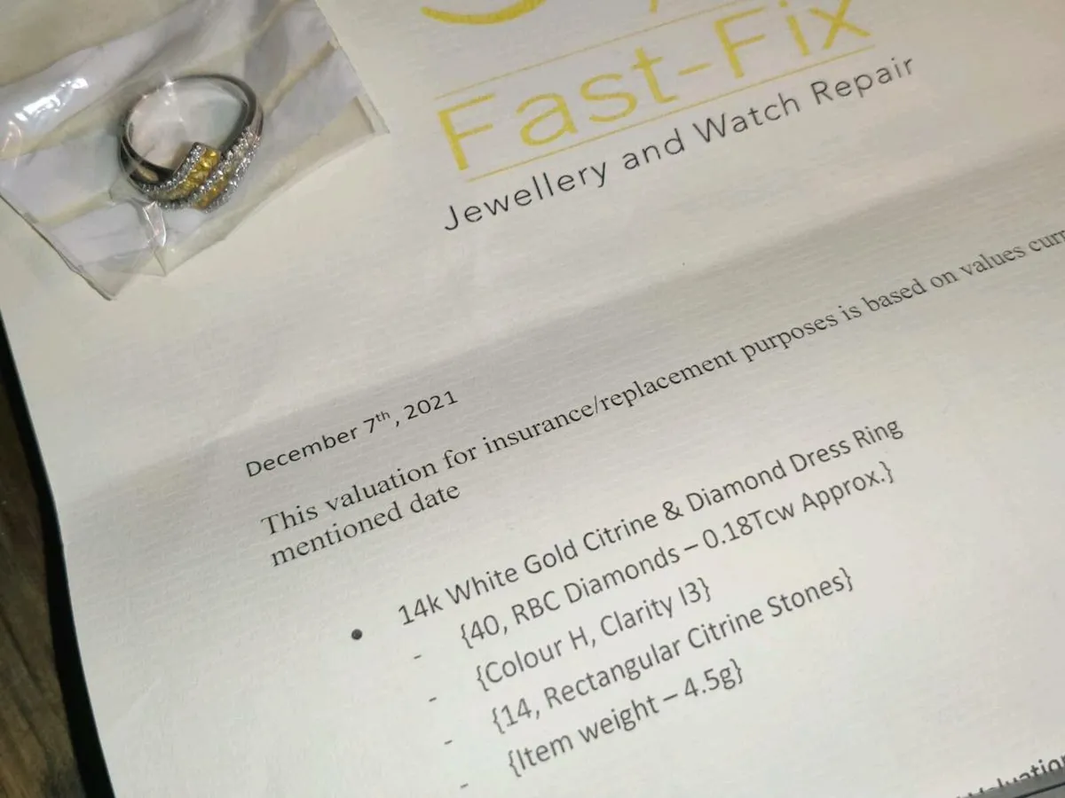 CITRINE & DIAMONDS, 14CT White Gold Ring & Cert ! - Image 2