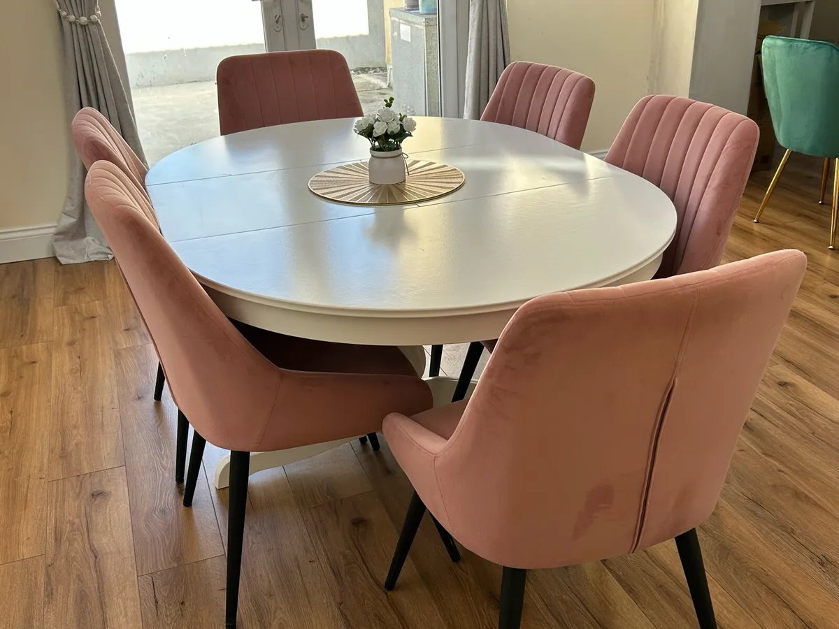 6 x Velvet Dining Chairs - Image 1