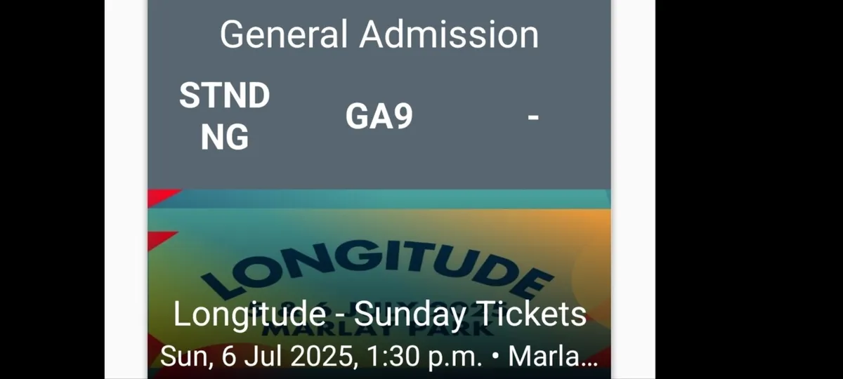 Longitude Sunday Tickets x2 €90 Each - Image 1
