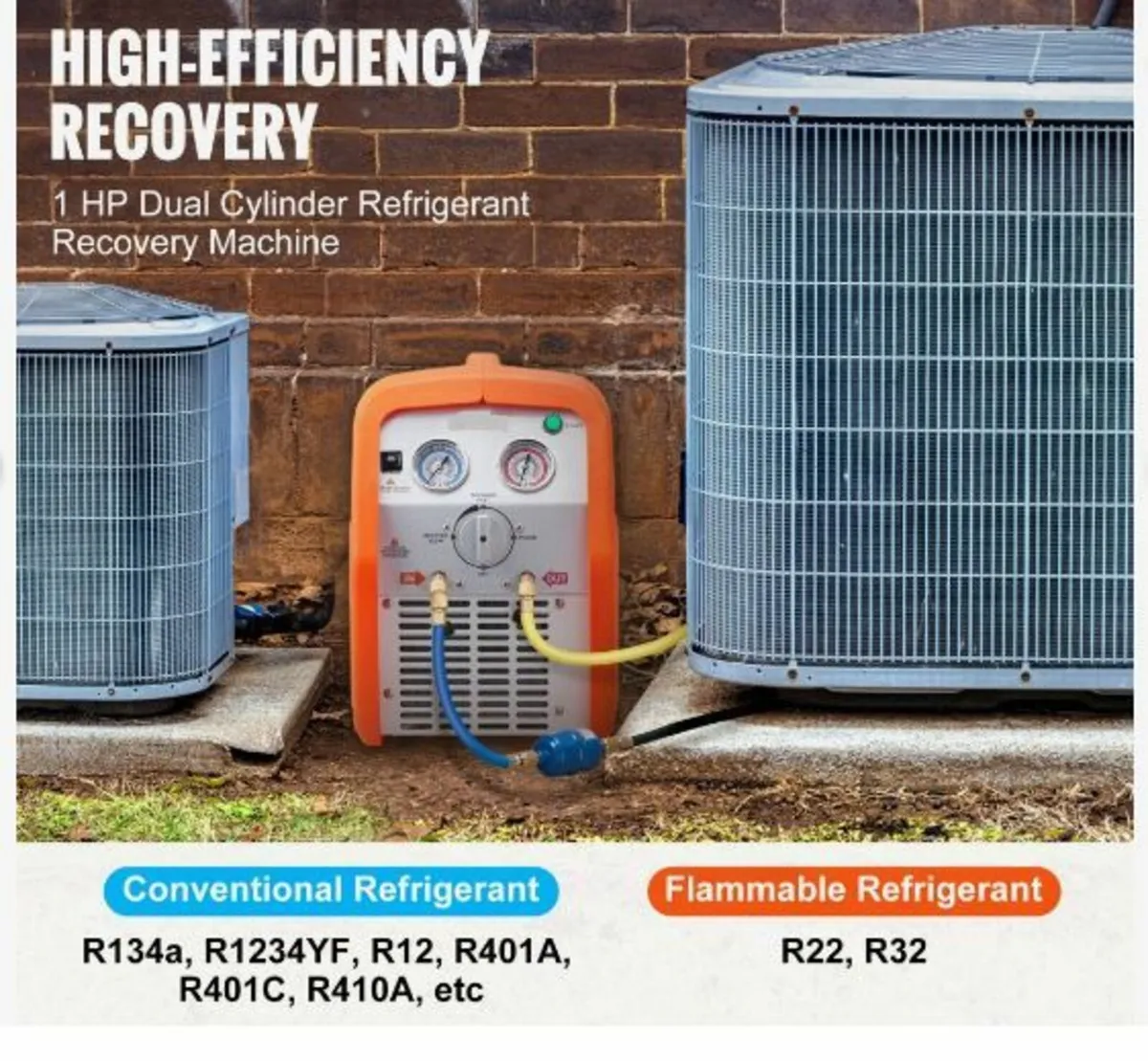 1 HP Refrigerant Recovery Machine - Dual Cylinder - Image 3