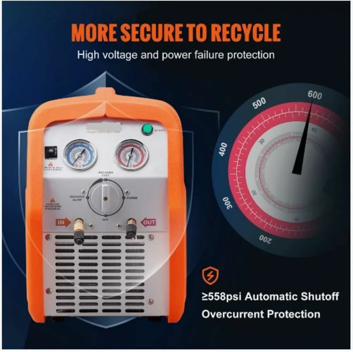 1 HP Refrigerant Recovery Machine - Dual Cylinder - Image 4