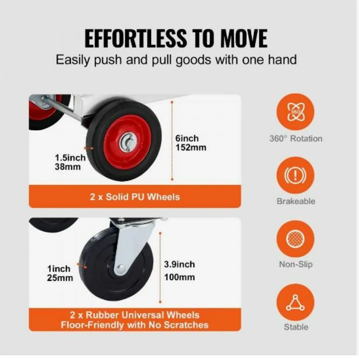 Aluminum Hand Truck, 2 in 1, 400 lbs Load Capacity - Image 4
