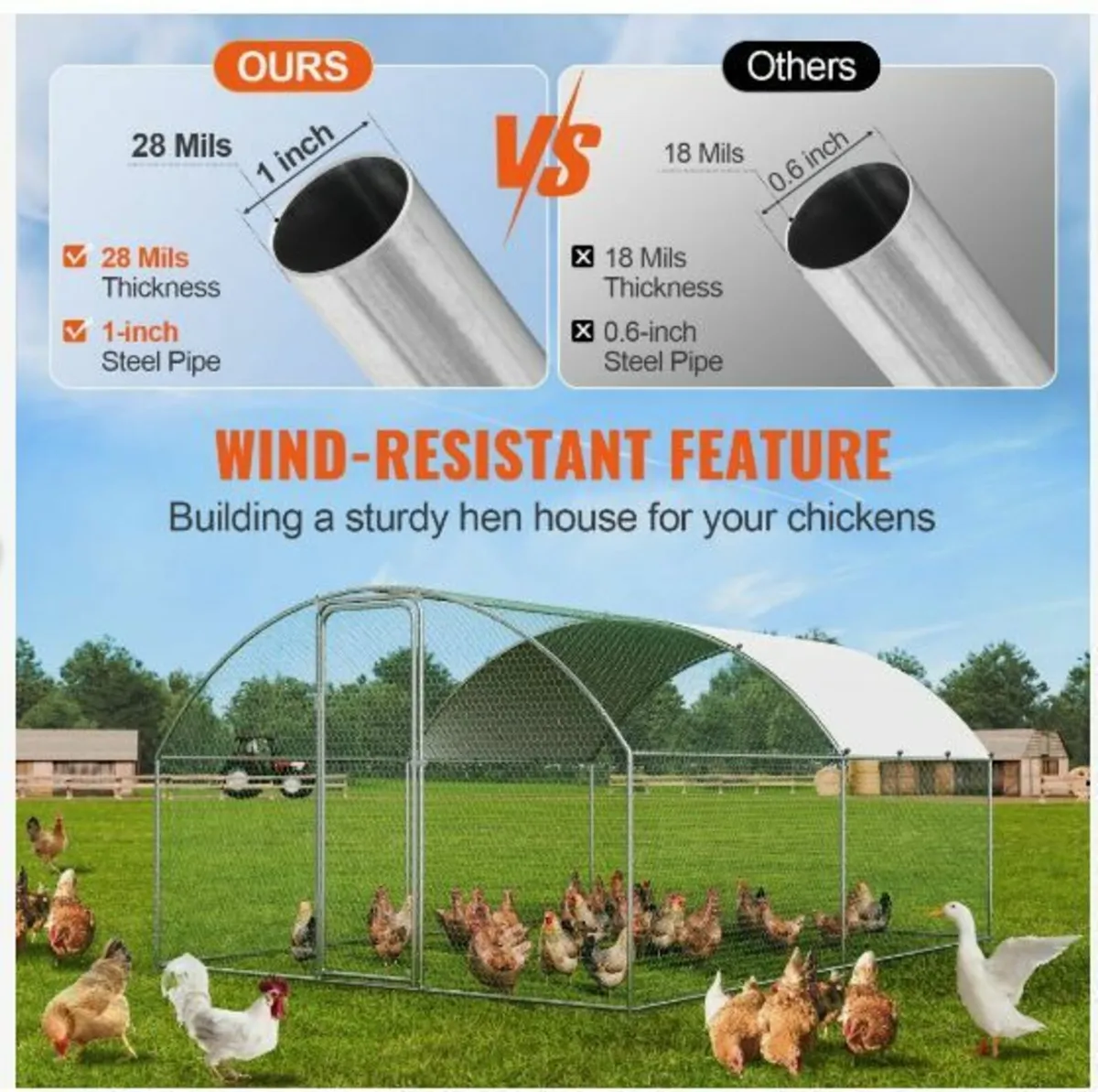 Large Metal Chicken Coop, 9.8x12.9x6.5 ft - Image 2