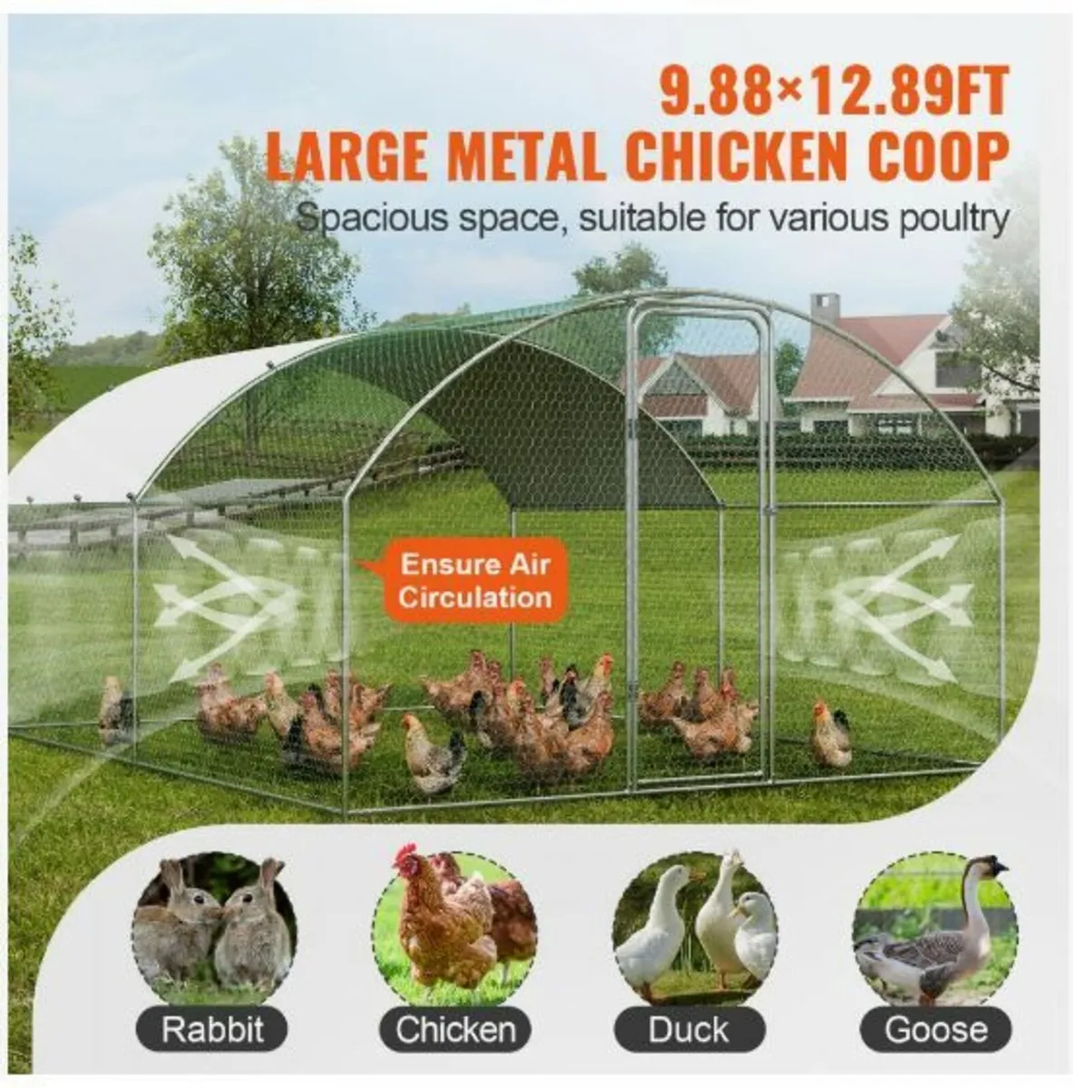 Large Metal Chicken Coop, 9.8x12.9x6.5 ft - Image 3
