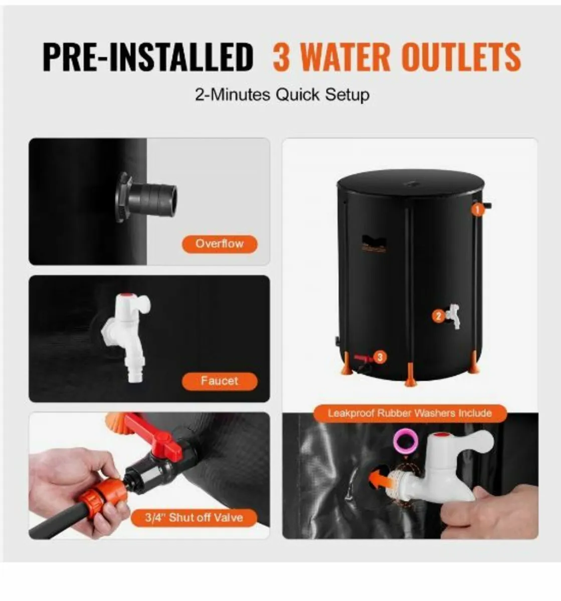 Collapsible Rain Barrel 100 Gal Rain Catcher - Image 2