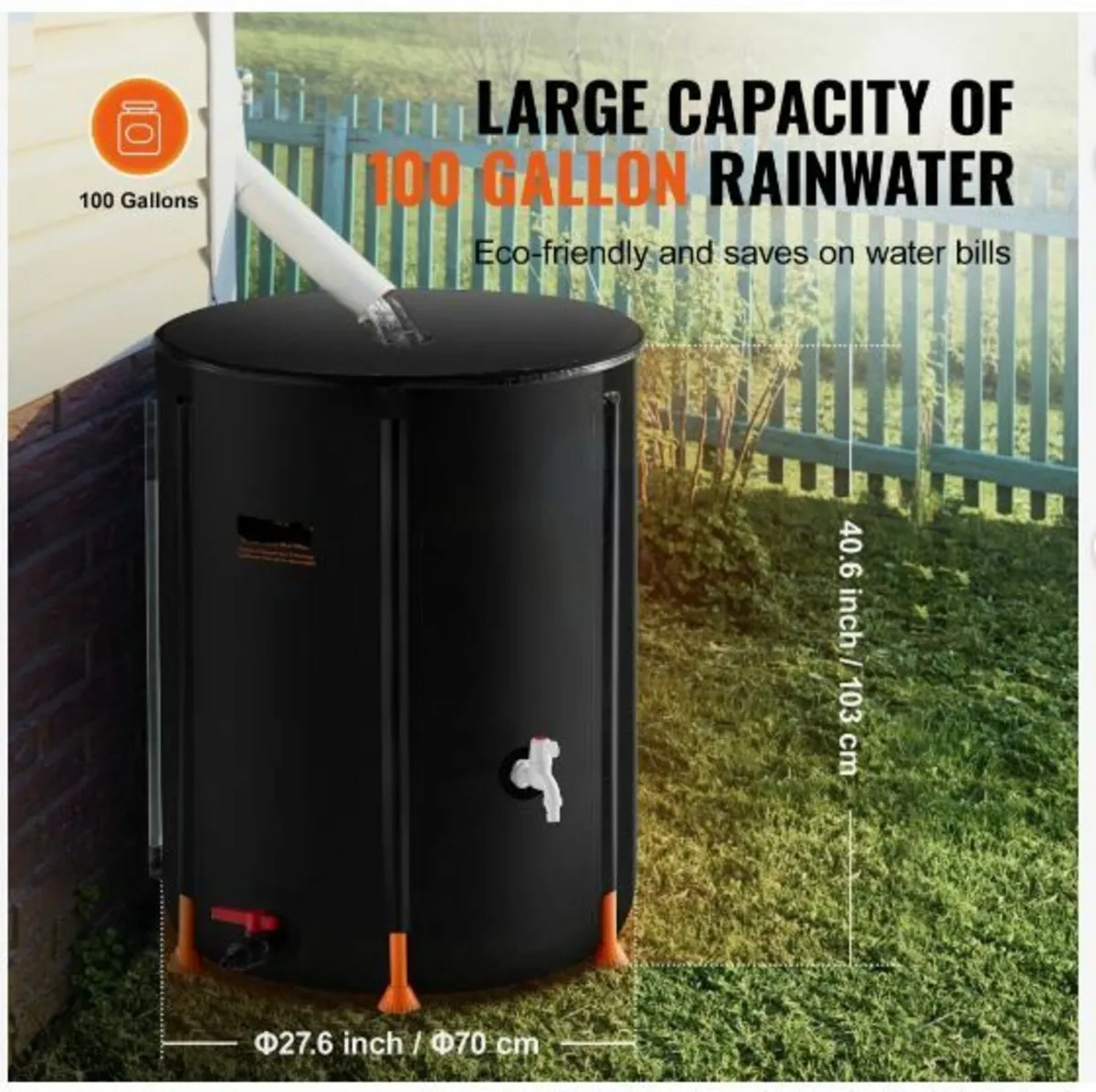 Collapsible Rain Barrel 100 Gal Rain Catcher - Image 4