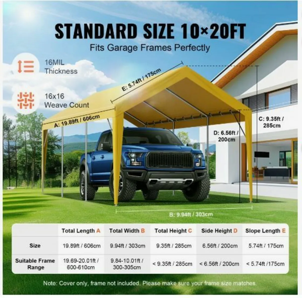 Carport Replacement Canopy Cover 10 x 20 ft - Image 4
