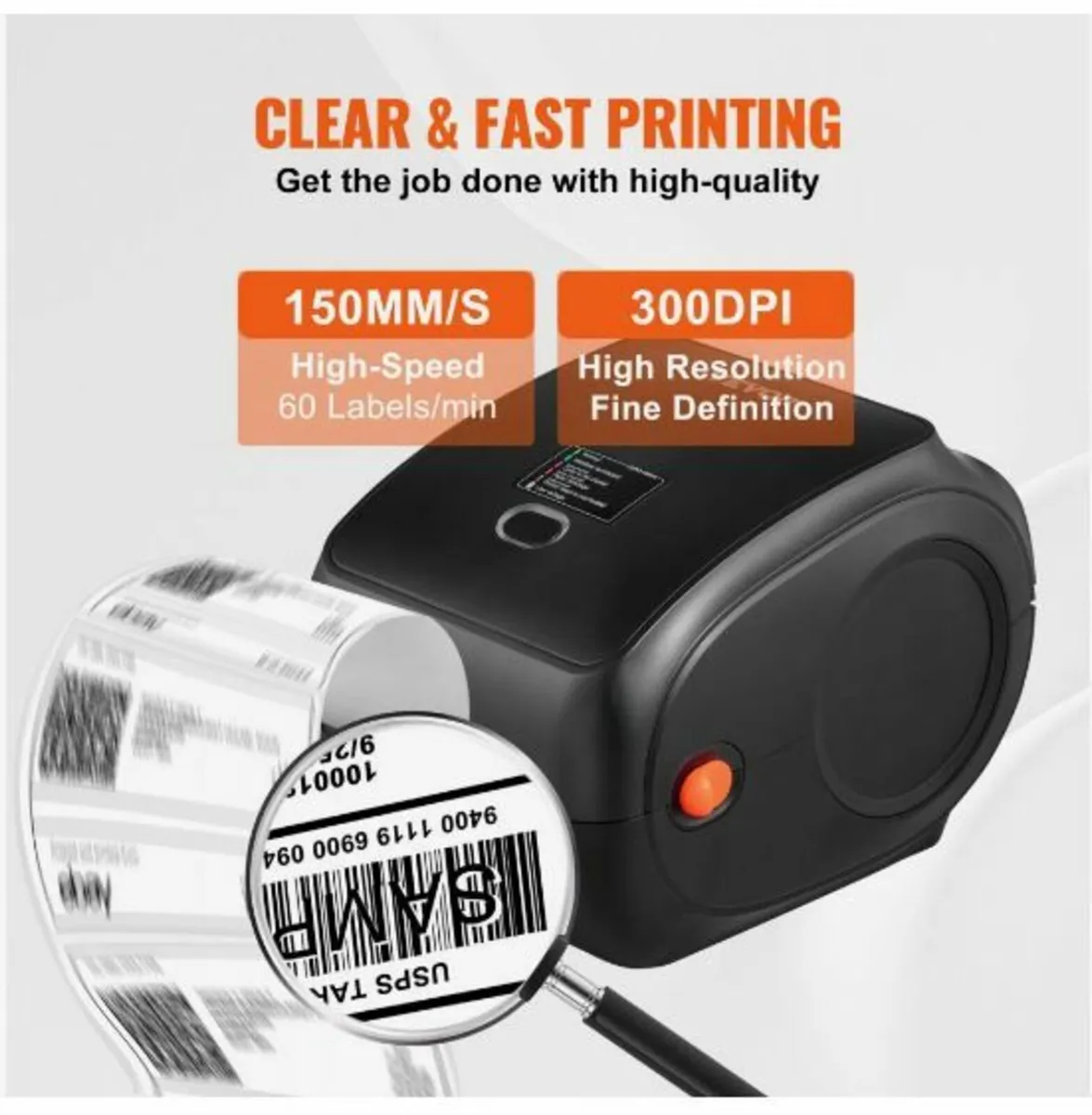 Thermal Label Printer 4x6 300DPI USB/Bluetooth - Image 3
