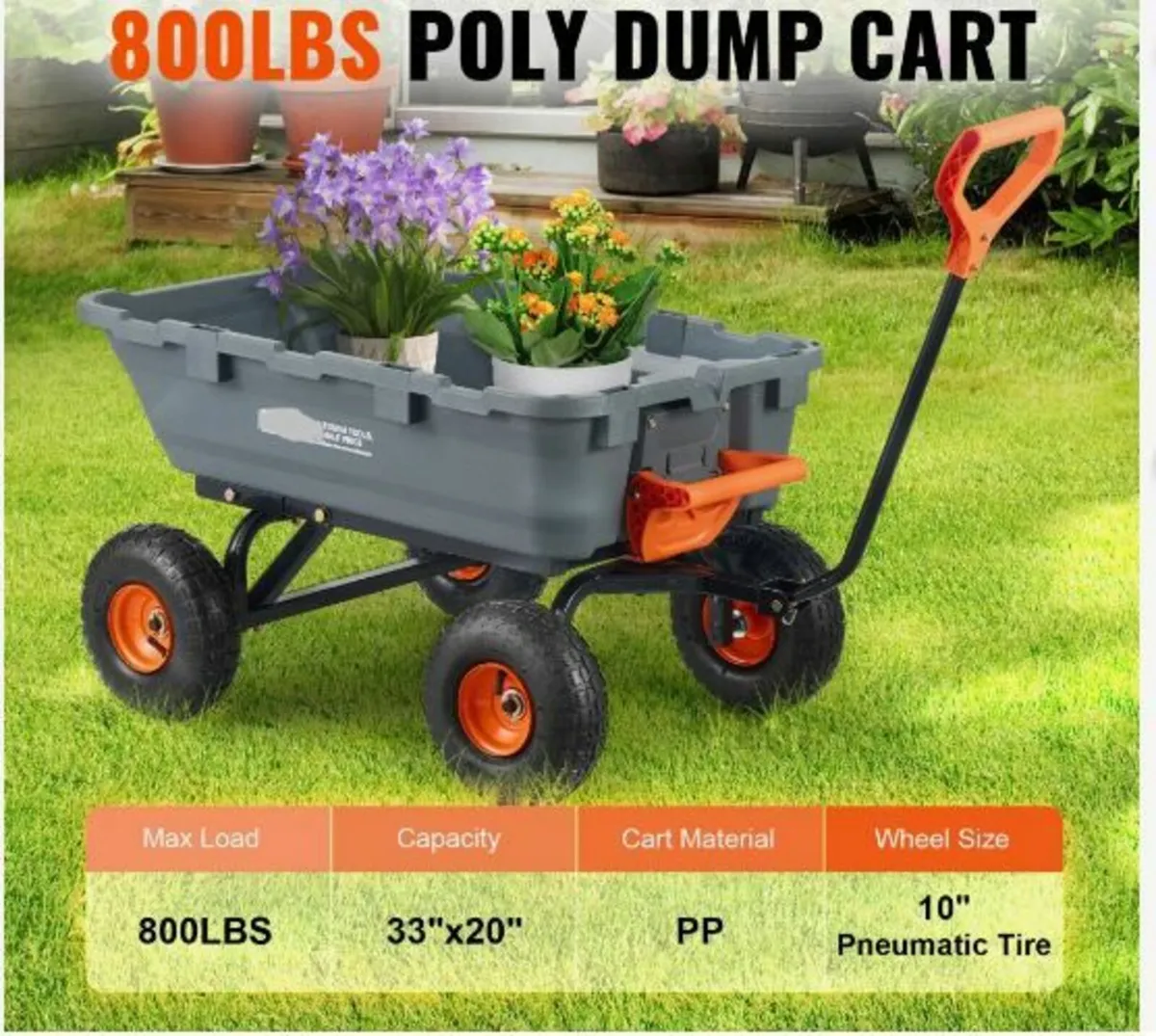 Poly Garden Dump Cart Heavy-duty Yard - Image 2